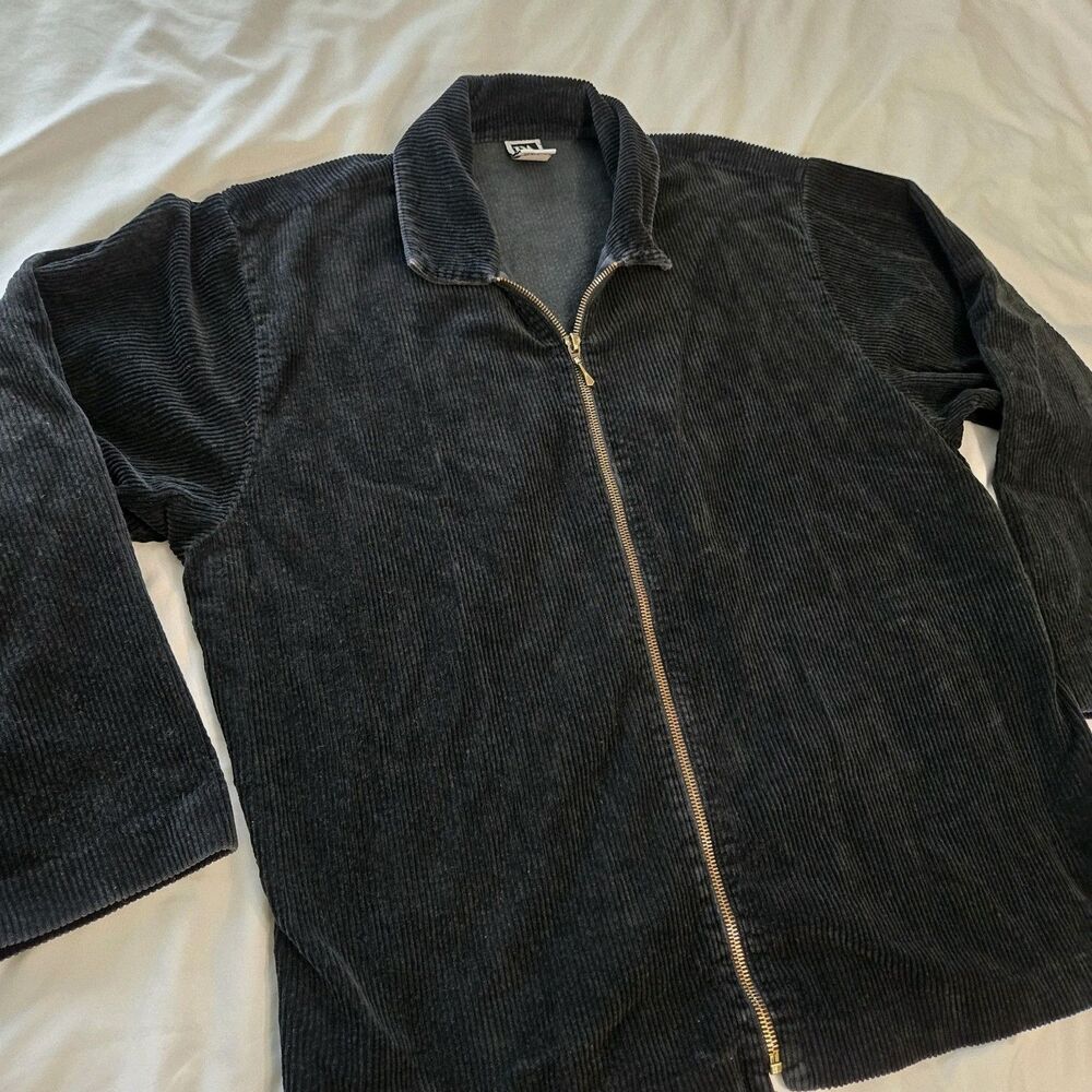 PA Company Boston Vintage Retro Black Corduroy Zip-Up USA made Cotton Jacket